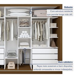 Guarda Roupa Casal Premium Nápoli 3 Portas de Correr 6 Gavetas 242cm Yescasa - 10