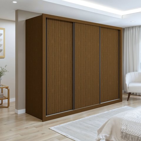 Guarda Roupa Casal Premium Nápoli 3 Portas de Correr 6 Gavetas 242cm Yescasa