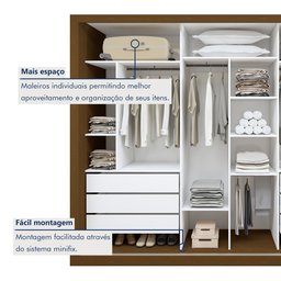 Guarda Roupa Casal Premium Nápoli 3 Portas de Correr 6 Gavetas 242cm Yescasa - 9
