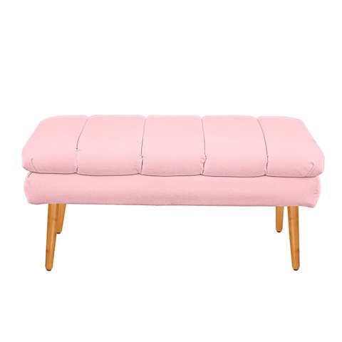 Puff Aparador Estofado Italy Decorativo Veludo Rosa Bebe