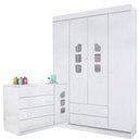 Ver imagem 1 de Cômoda e Guarda Roupa Infantil Lívia Branco Brilho - Phoenix
