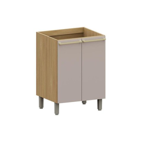 Balcão de Cozinha 60cm 2 Pts Elegance Luciane Móveis Freijó/cinammon