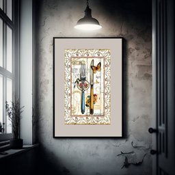 Quadro Cozinha Talheres - 60x48cm:moldura Branca - 1