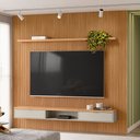 Ver imagem 2 de Painel Ripado para TV 75 Pol. com Bancada 258cm Prime Plus L06 Nature/Off White - Mpozenato
