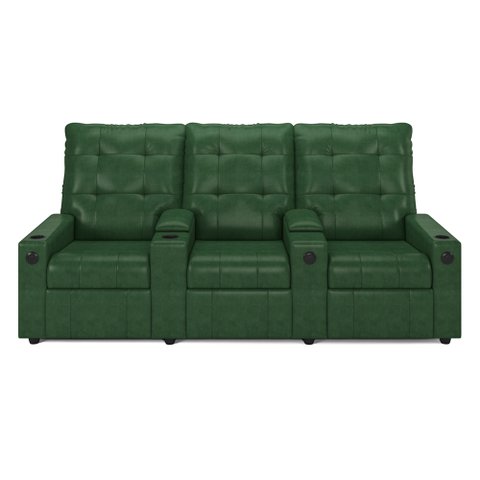 Poltrona Reclinável para Cinema Parma 3 Lugares Baú Usb Pu Verde Musgo Fh1 - D'Rossi