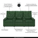 Ver imagem 4 de Poltrona Reclinável para Cinema Parma 3 Lugares Baú Usb Pu Verde Musgo Fh1 - D'Rossi