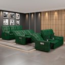 Ver imagem 2 de Poltrona Reclinável para Cinema Parma 3 Lugares Baú Usb Pu Verde Musgo Fh1 - D'Rossi