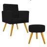 Poltrona E Puff Mel Suede Preto - 1