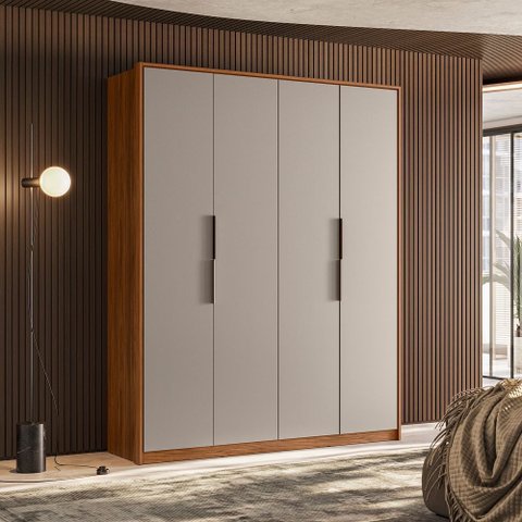 Guarda Roupa Casal Attore 4 Portas Nogueira Touch Nude Prime Tx Demartêz