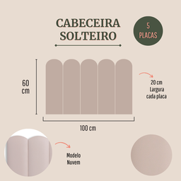 Cabeceira Solteiro Modulada Nuvem Cama Box Corino Marfim - 2