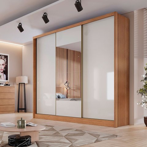 Guarda Roupa Kiev 3 Portas 6 Gavetas Com Espelho Clic Móveis