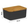 Porta Pães com Tampa Migalheira Bambu 33cm Cesto Preto Organizador Bolos Biscoitos ou - 3