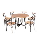 Ver imagem 1 de Mesa Jantar Redonda Madeira Maciça Clarisse 1,30m com 6 Cadeiras Paris Base Alumínio - Natural