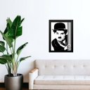 Ver imagem 2 de Quadro Charlie Chaplin Abstrato Preto e Branco 24x18cm - com Vidro:madeira Preta