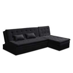 Sofá Cama King 5 Lugares 2,70m Alice Suede Preto Adonai Estofados - 2