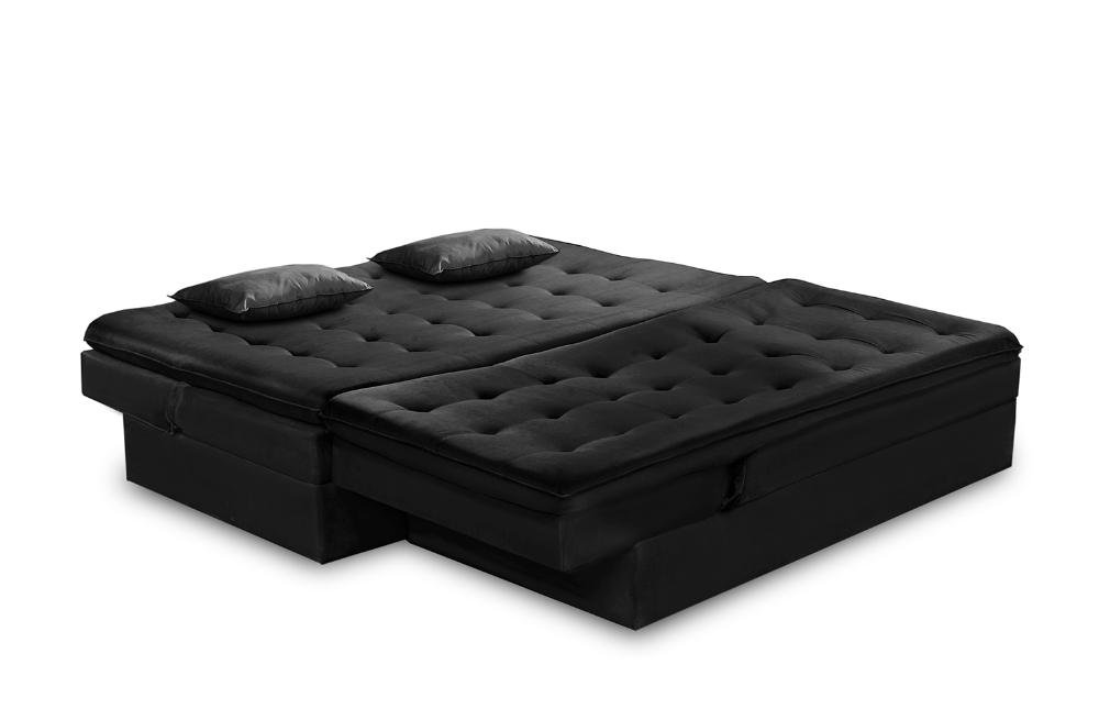 Sofá Cama King 5 Lugares 2,70m Alice Suede Preto Adonai Estofados - 3