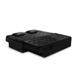 Sofá Cama King 5 Lugares 2,70m Alice Suede Preto Adonai Estofados - 3