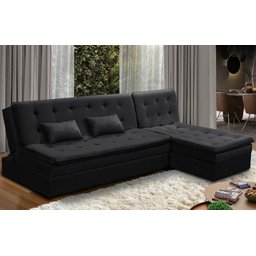 Sofá Cama King 5 Lugares 2,70m Alice Suede Preto Adonai Estofados - 1