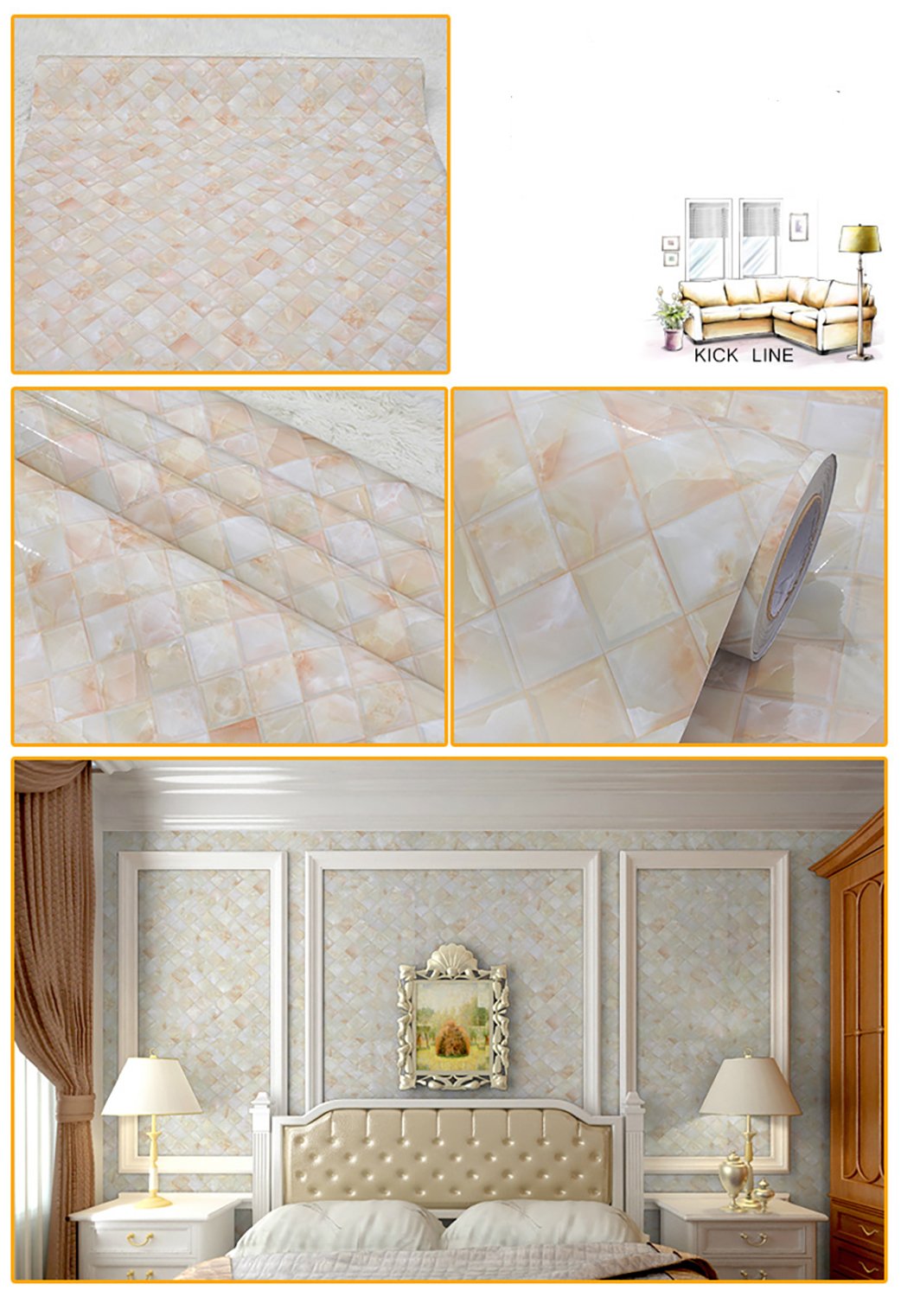 Papel de Parede Adesivo de Mármore Carrara Brilhante 2mx61cm - 3