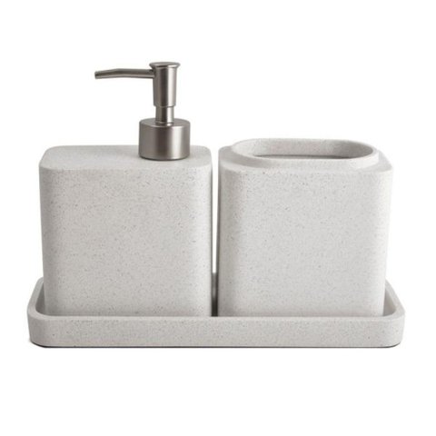 Conjunto para Banheiro em Poliresina Branco com 3 Peças Mart
