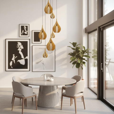 Lustre Pendente para Sala Pé Direito Duplo Rain Marfim