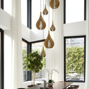 Ver imagem 2 de Lustre Pendente para Sala Pé Direito Duplo Rain Marfim