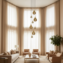Ver imagem 6 de Lustre Pendente para Sala Pé Direito Duplo Rain Marfim