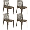 Ver imagem 2 de Kit 4 Cadeiras de Jantar Gruvyer em Polipropileno Marrom Lianto Decor