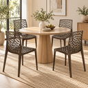 Ver imagem 1 de Kit 4 Cadeiras de Jantar Gruvyer em Polipropileno Marrom Lianto Decor