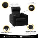 Ver imagem 2 de Poltrona Cadeira Gamer Reclinável Ergonômica Sparta com USB:Corino Preto