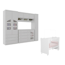 Ver imagem 2 de Quarto Ludi 100% MDF Guarda-Roupa Roupeiro e Cômoda + Berço Doce Sonho Branco