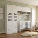 Ver imagem 5 de Quarto Ludi 100% MDF Guarda-Roupa Roupeiro e Cômoda + Berço Doce Sonho Branco