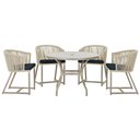 Ver imagem 1 de Mesa com 4 Cadeiras de Jantar Roma 100cm e Noronha em Aluminío Fendi Corda Nautica Estofado 12 Trama