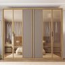 Guarda Roupa 6 Portas 4 Espelhos Marrom Diamond Caemmun - 3