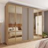 Guarda Roupa 6 Portas 4 Espelhos Marrom Diamond Caemmun - 5