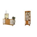 Ver imagem 2 de Conjunto Buffet Mônaco Cristaleira Moss com Porta em MDF Curvo em LED Cumaru/Opala