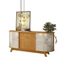 Ver imagem 5 de Conjunto Buffet Mônaco Cristaleira Moss com Porta em MDF Curvo em LED Cumaru/Opala