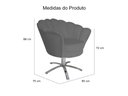 Ver imagem 3 de Poltrona Decorativa Pétala Base Giratória Metal Suede Cinza Mz Decor