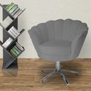Ver imagem 4 de Poltrona Decorativa Pétala Base Giratória Metal Suede Cinza Mz Decor