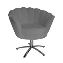 Ver imagem 1 de Poltrona Decorativa Pétala Base Giratória Metal Suede Cinza Mz Decor