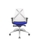Ver imagem 1 de Cadeira Office Bix Tela Branca Assento Aero Azul Autocompensador Base Alumínio 95cm - 64000