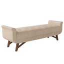 Ver imagem 1 de Puff Recamier Calçadeira 160cm Base Madeira Neville P02 Bouclé Bege - Mpozenato