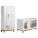 Ver imagem 1 de Jogo de Quarto Q Encanto Slim Guarda Roupa e Berço Branco - Qmovi
