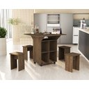 Ver imagem 2 de Mesa Aparador Multifuncional Dobrável com Bancos Annie:castanho