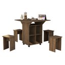 Ver imagem 1 de Mesa Aparador Multifuncional Dobrável com Bancos Annie:castanho