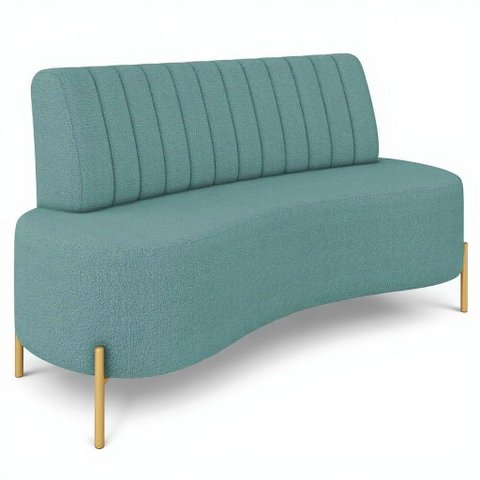 Sofá 2 Lugares 160cm Pés Aço Dourado Tamar Boucle Azul Z08 - Mpozenato