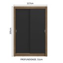 Ver imagem 4 de Guarda-roupa Solteiro 2 Portas de Correr 2 Gavetas Rustic/preto Vivare Madesa