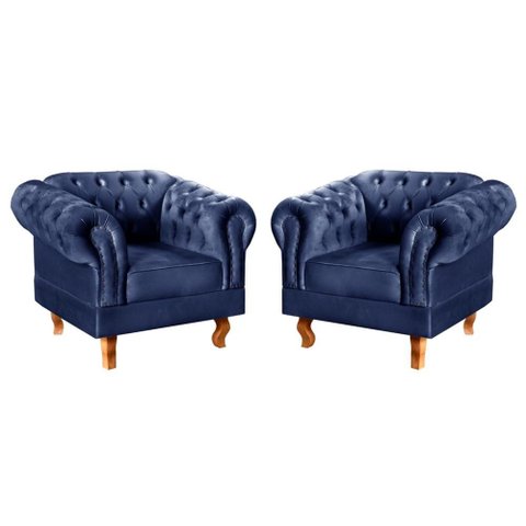 Conjunto 2 Poltronas Dom Pedro Cor:Veludo Azul 210