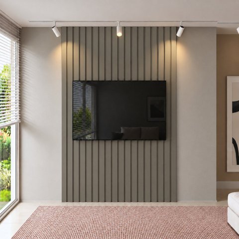 Painel para TV até 65 Polegadas MDF 270cm x 200cm Cinza