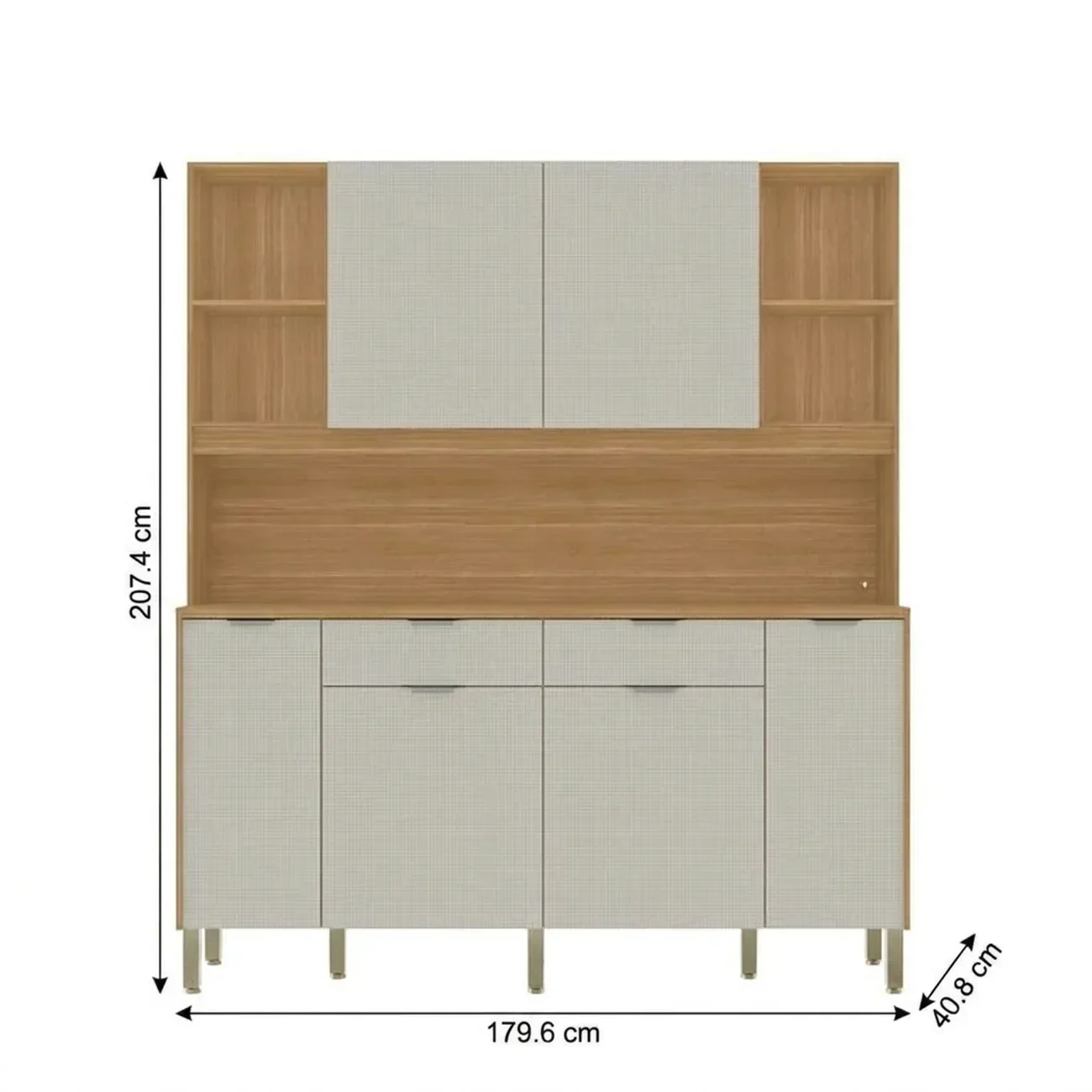 Ver imagem 3 de Cozinha Compacta 6 Portas 2 Gavetas 179,6 cm Botanika Marrom Freijó/Soft Bege